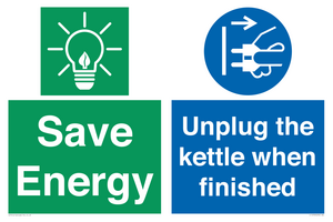 Save Energy, Unplug the kettle when finished